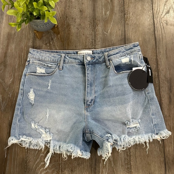 Articles Of Society Pants - Articles Of Society Light Blue Distressed Jean Shorts